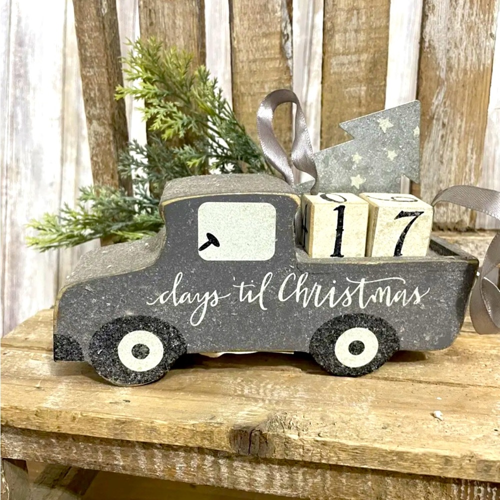 Countdown Till Christmas Gray Farmhouse Truck NWT!